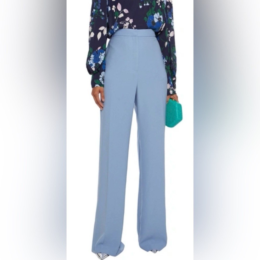 NWT Women’s Sz 6 Lela Rose MAGGIE CREPE WIDE-LEG PANTS IN LIGHT BLUE